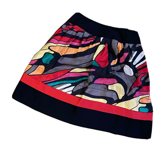 Nygard Collection Silk A-Line Black w/Butterfly-Like Print Skirt, Sz 6 - Picture 1 of 4